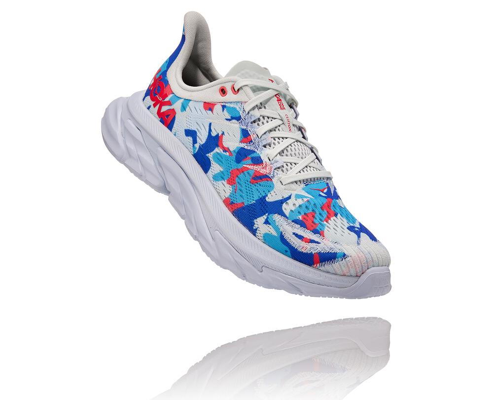 Hoka One One Clifton Edge Geometric Moški Pohodni Čevlji Modra / Modra Kvetinové SI-329068J